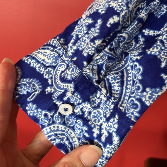 EUC J. Crew blue Paisley cotton blouse. - Picture 6 of 16